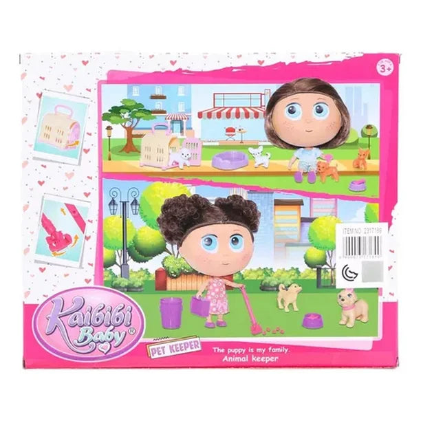 Muñeca Kaibibi Baby Cuidadora Perritos Color Rosa Articulada