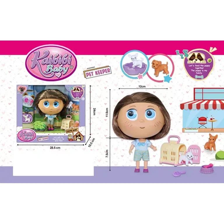 Muñeca Kaibibi Baby Cuidadora Perritos Color Rosa Articulada