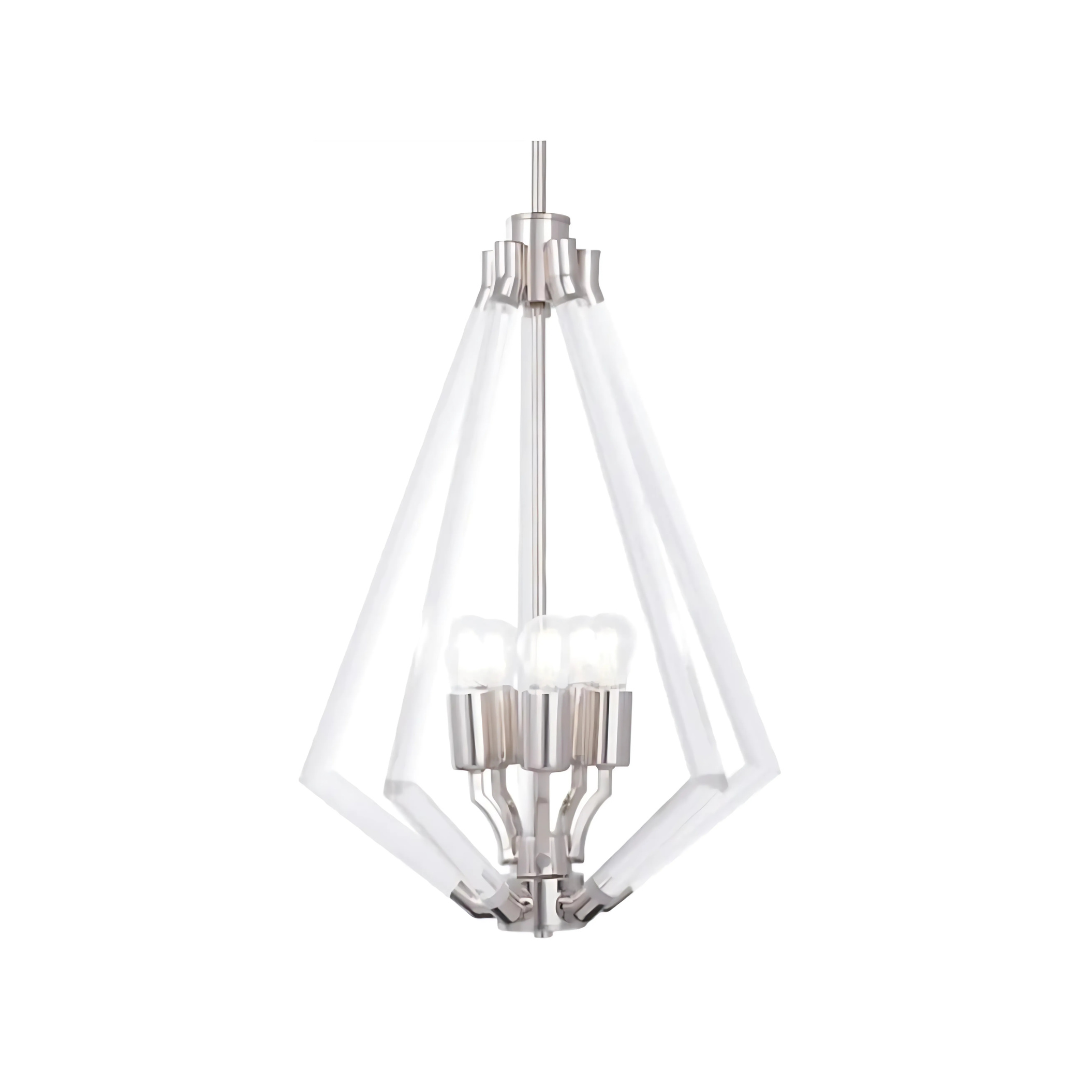 Lampara Tipo Candelabro Acrilico Transparente Led 5 Luces Níquel Cepillado