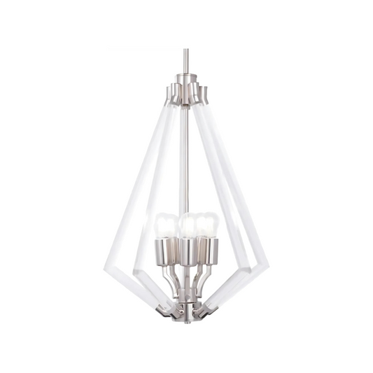 Lampara Tipo Candelabro Acrilico Transparente Led 5 Luces Níquel Cepillado