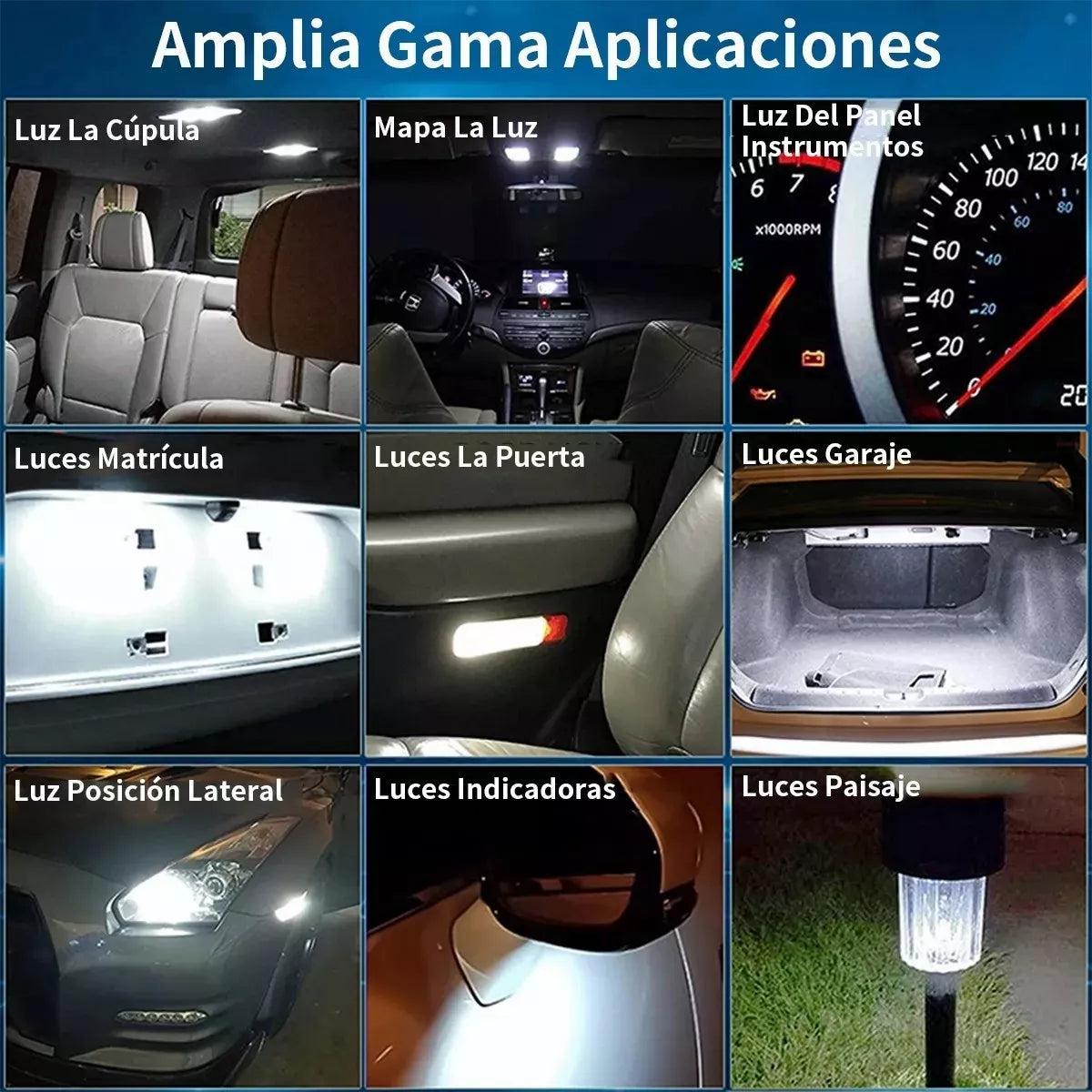 10pzs Foco Led Pellizco T10 Automotriz Lote Led 5050 Blanco