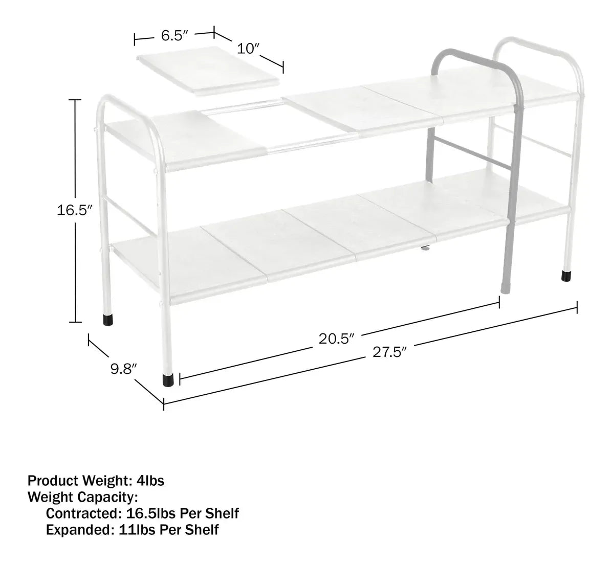 Organizador Extensible De Metal Con Estructura Moderna Blanca