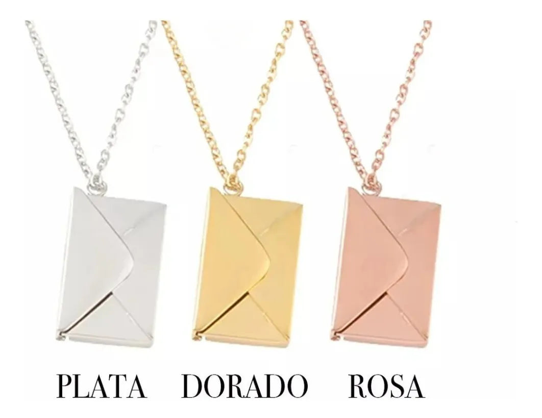 Collar Carta Sobre Mensaje Grabado Acero Inoxidable