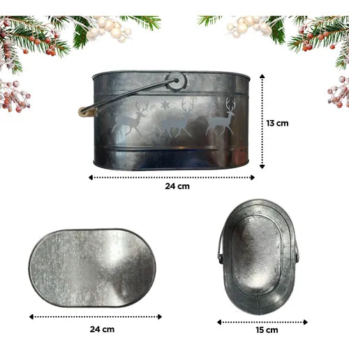 Baldes Metálicos Navideños Decorativos De Navidad 4pzs