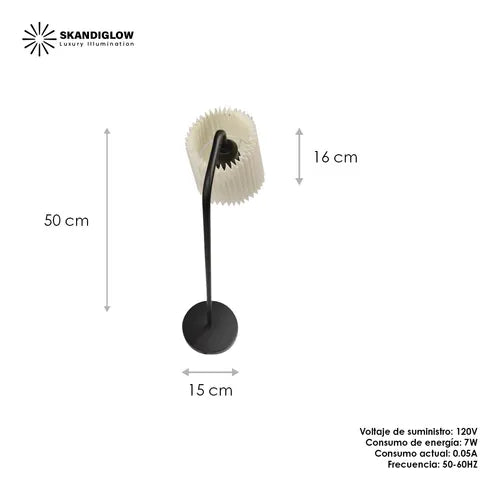 Lampara De Dormitorio Escritorio Pantalla Corrugada Beige