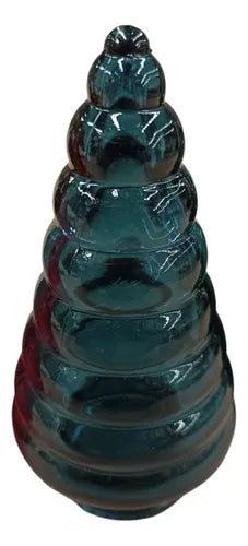 Set 4 Figuras Decorativas Navideñas Vidrio Pinos Texturizado