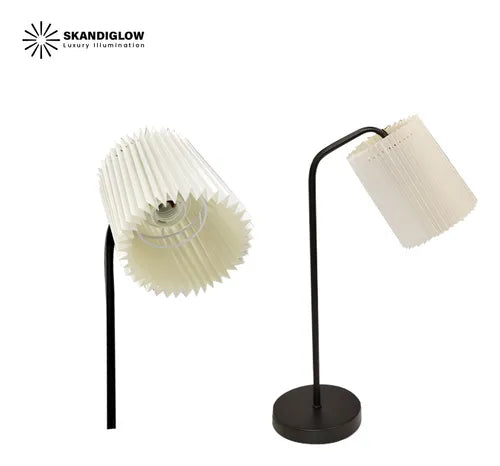 Lampara De Dormitorio Escritorio Pantalla Corrugada Beige