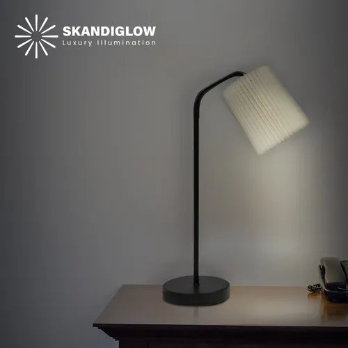 Lampara De Dormitorio Escritorio Pantalla Corrugada Beige