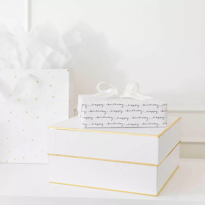 2 Cajas De Regalo Sorpresa Forma Cuadrada Blanca Con Dorado
