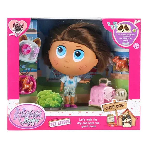 Muñeca Kaibibi Baby Cuidadora Perritos Color Rosa Articulada