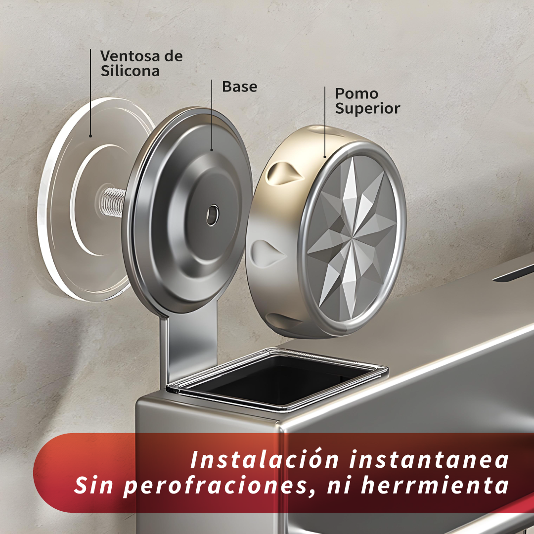 Repisa Base Organizadora De Utensilios De Cocina Con Ganchos