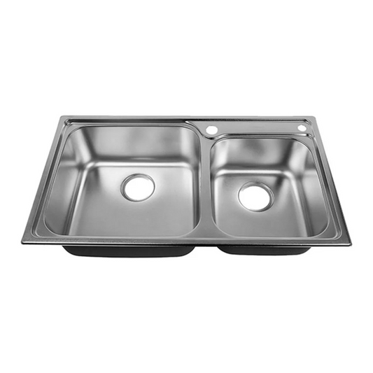 Fregadero Doble Tarja Cocina Cubeta Plateado 78x43x20cm