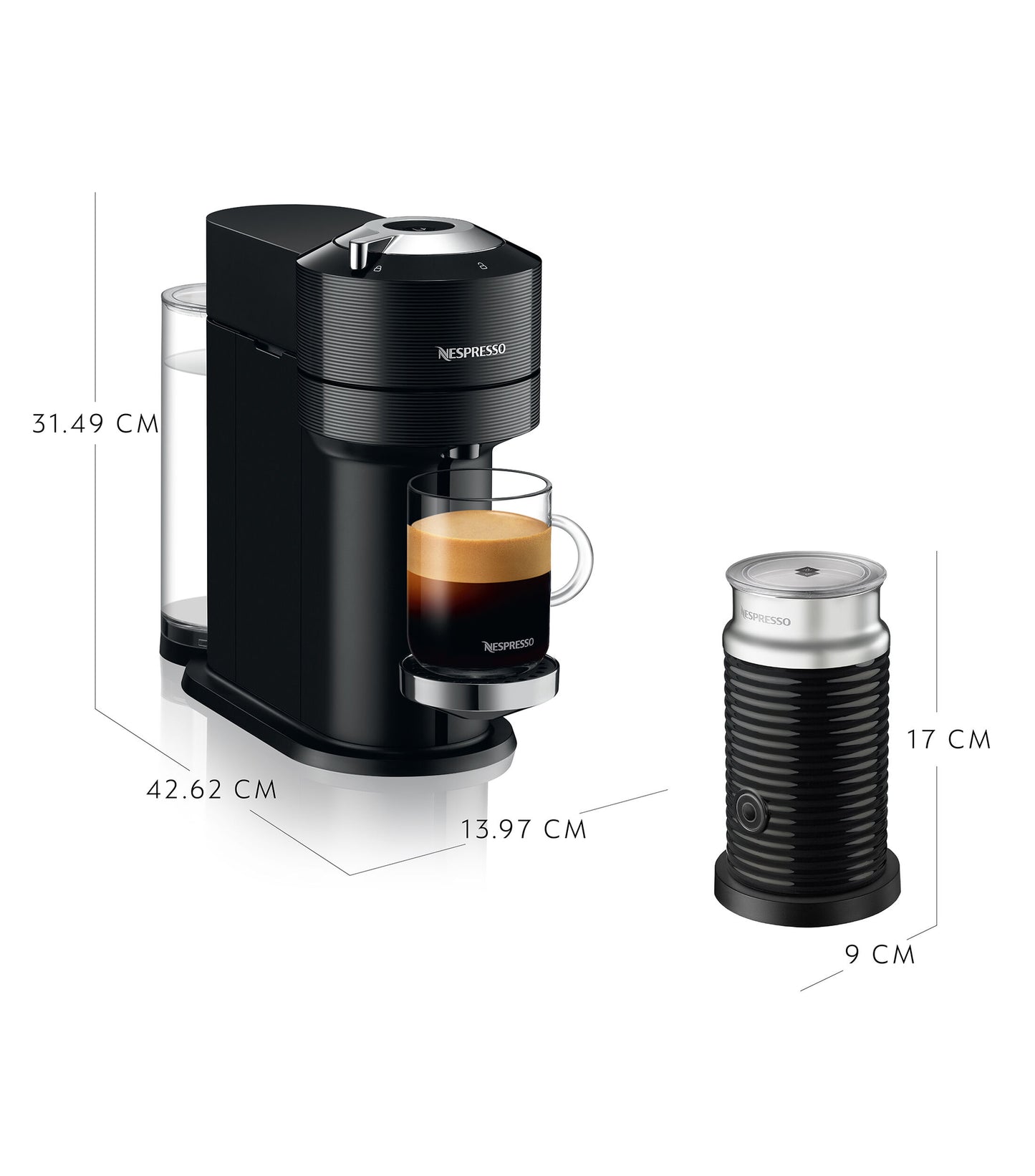 Cafetera Nespresso Vertuo Next + Aeroccino Color Negro