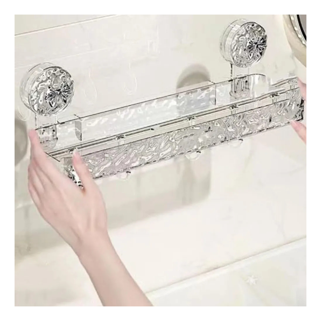 Estante De Baño Almacenamiento Ligero Y Lujoso, Sin Perforaciones