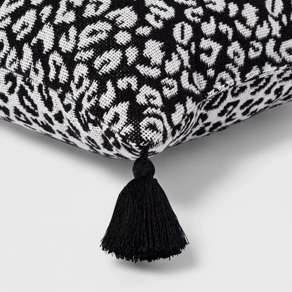 Cojin Decorativo Cuadrado Tejido Texturizado Negro / Crema