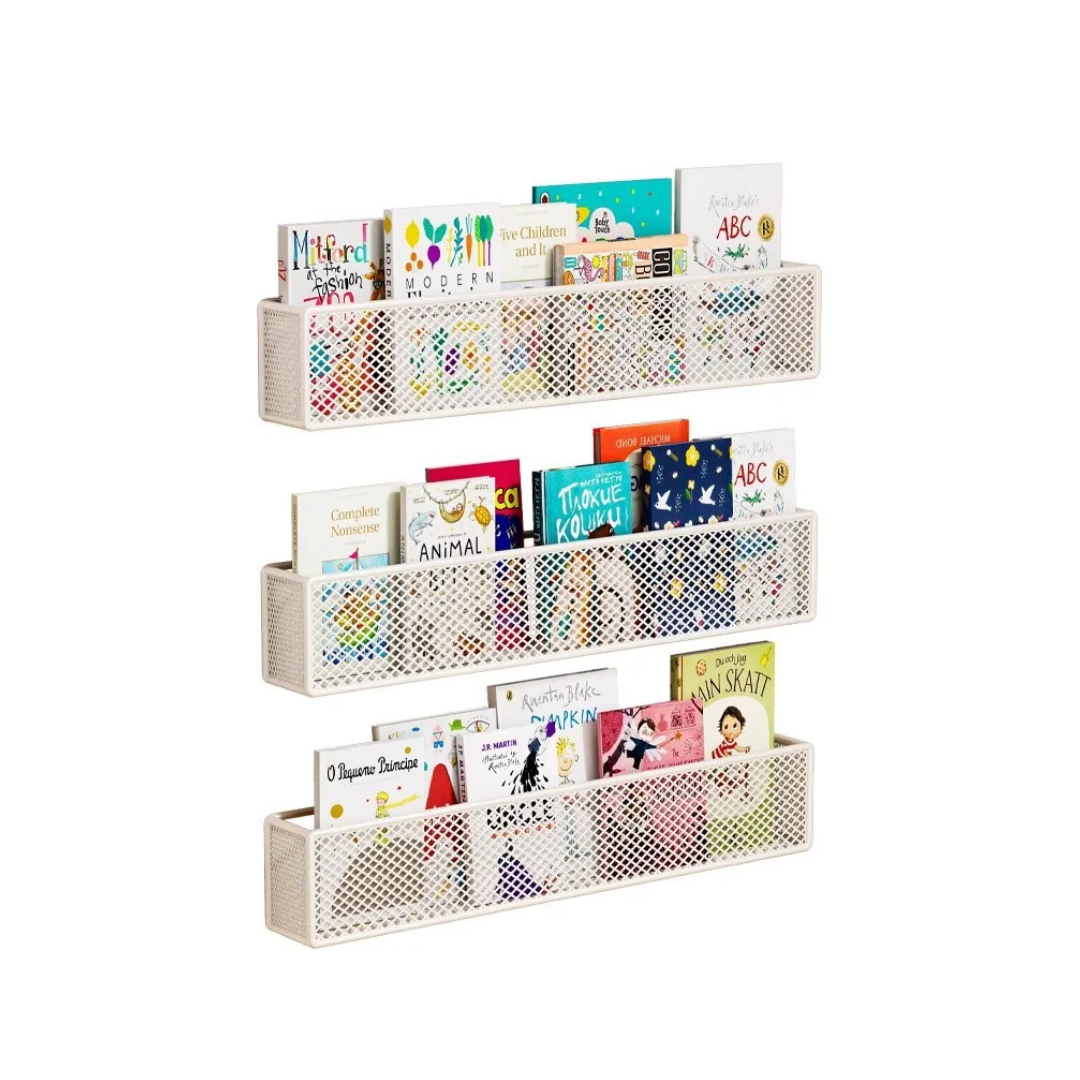 Estante de libros rectangular pared metal angosto almacenamiento libros y decoración