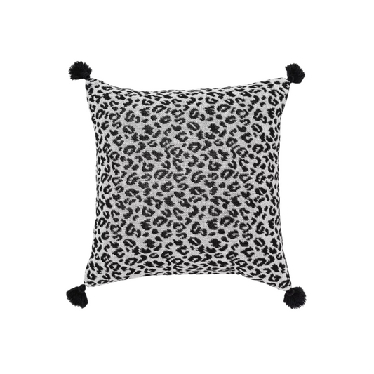 Cojin Decorativo Cuadrado Tejido Texturizado Negro / Crema