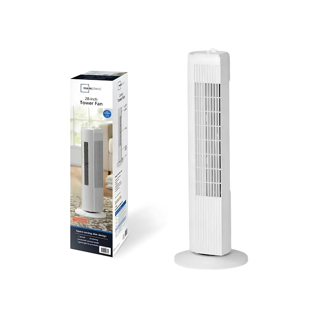 Ventilador De Torre Mainstays 3 Velocidades 71 Cm Alto BLANCO