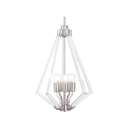 Lampara Tipo Candelabro Acrilico Transparente Led 5 Luces Níquel Cepillado