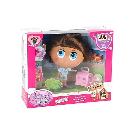 Muñeca Kaibibi Baby Cuidadora Perritos Color Rosa Articulada