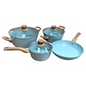 Batería Cocina 7 Pzas Aluminio Azul Sarten Cacerola