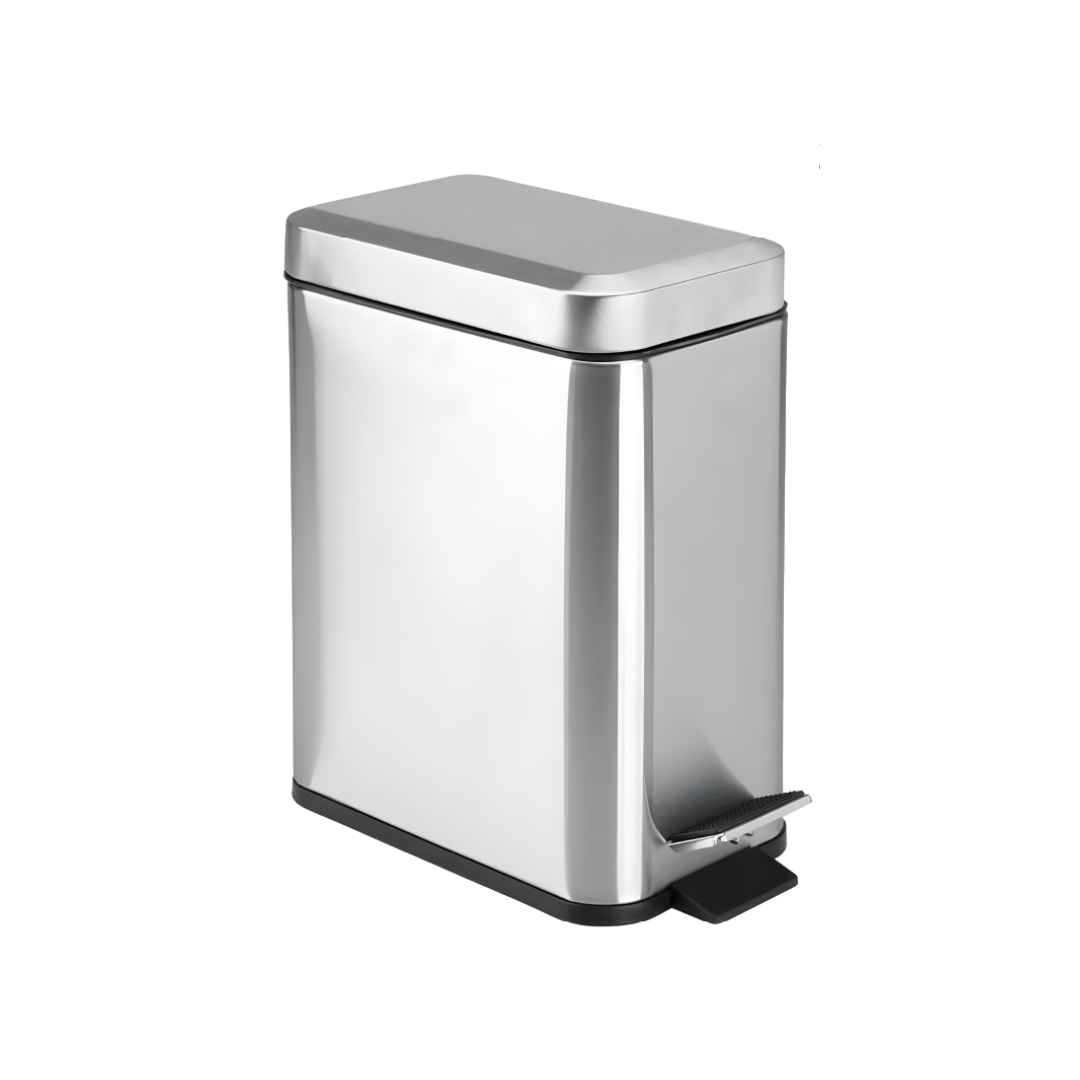 Bote De Basura Pequeño, Moderno, Rectangular Metalico con tapa y pedal