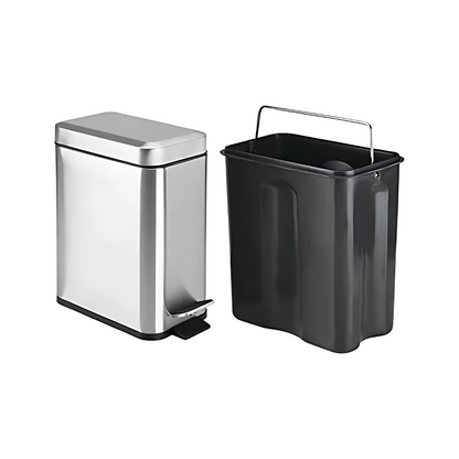 Bote De Basura Pequeño, Moderno, Rectangular Metalico con tapa y pedal