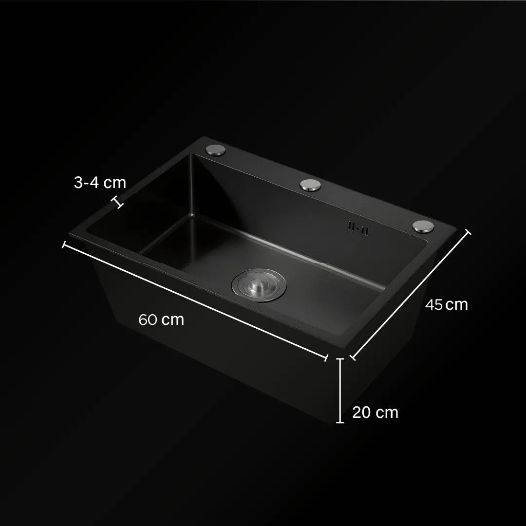 Fregadero Tarja de cocina de acero inoxidable con montaje superior y accesorios.
