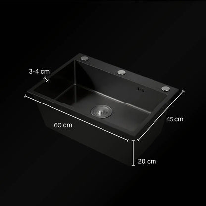 Fregadero Tarja de cocina de acero inoxidable con montaje superior y accesorios.