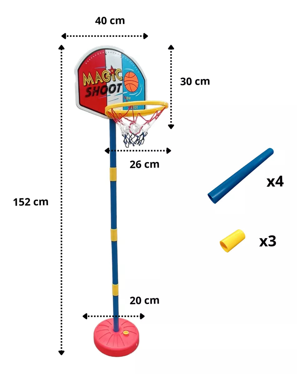 Canasta De Basketball Cancha Set Estructura Niños