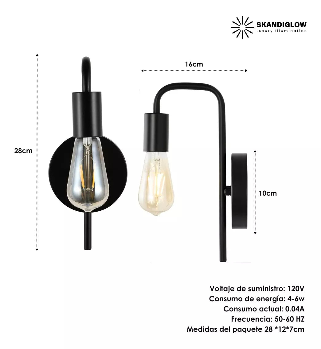 Lampara Pared Industrial Decorativa Foco Incandecente