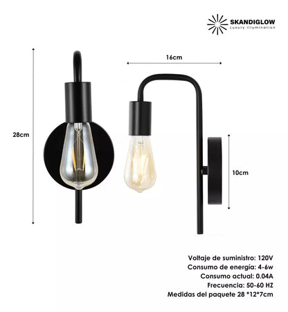 Lampara Pared Industrial Decorativa Foco Incandecente