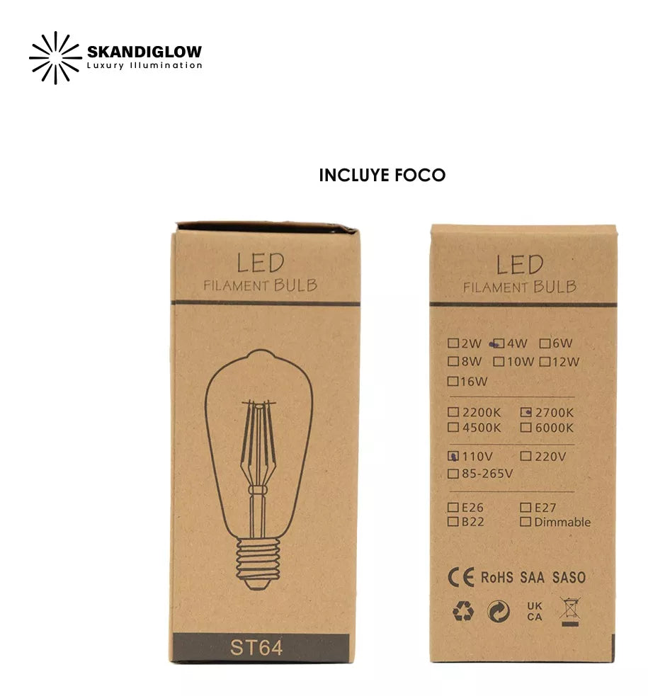 Lampara Pared Industrial Decorativa Foco Incandecente