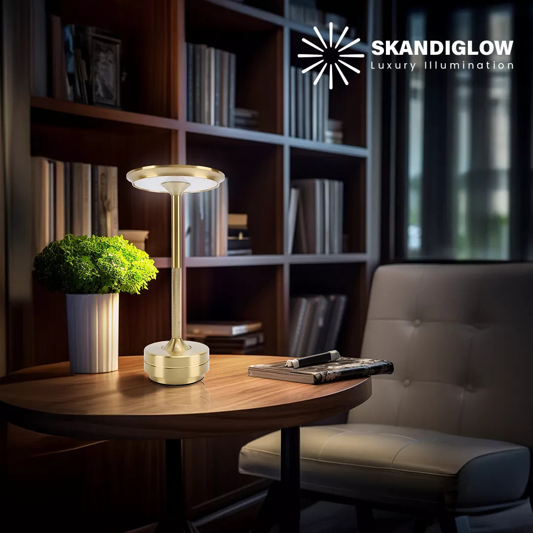Lámparas Led Inalámbricas Retro Buro Mesa Escritorio Redonda Dorada