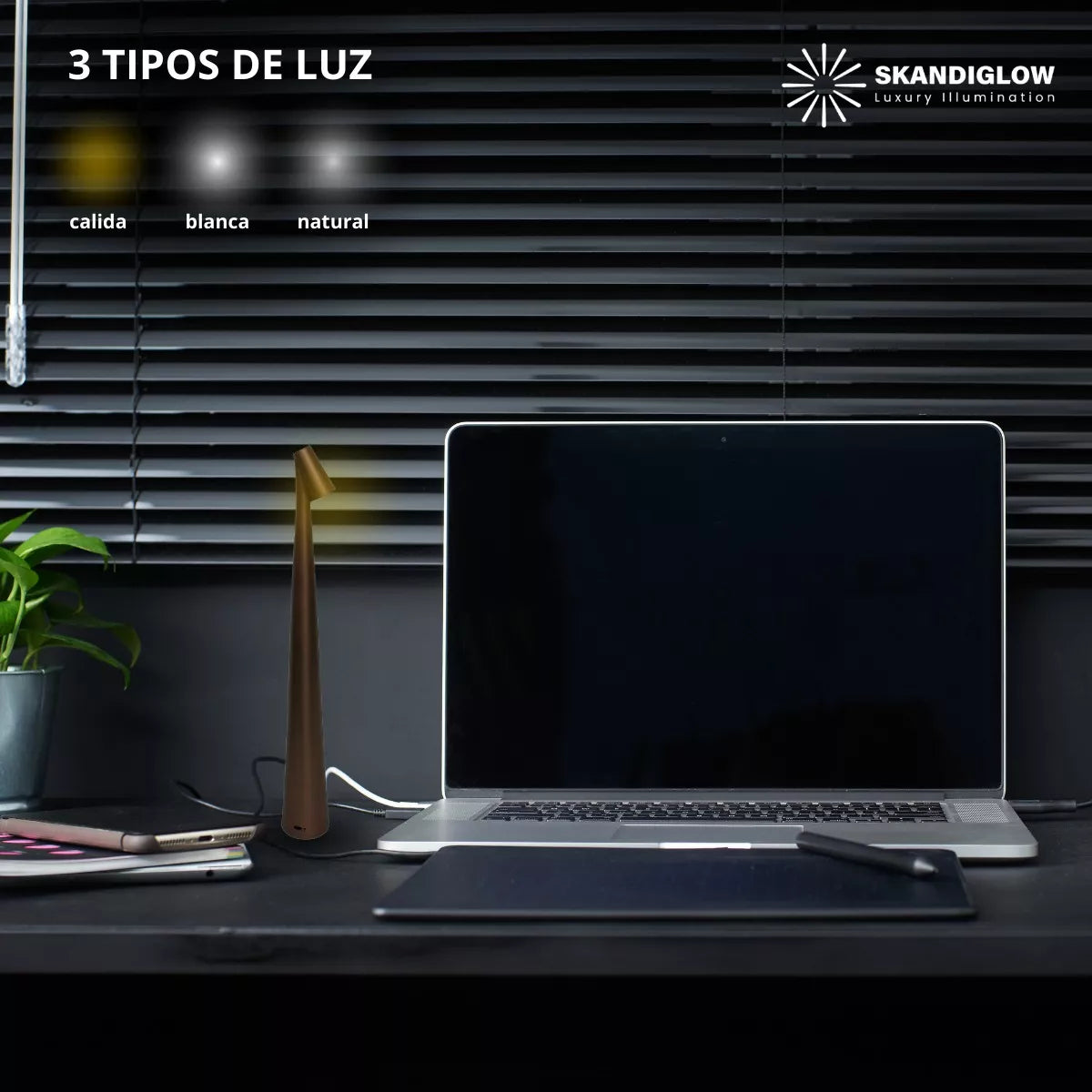 Lampara Inalámbrica Led Touch Recargable Escritorio Café