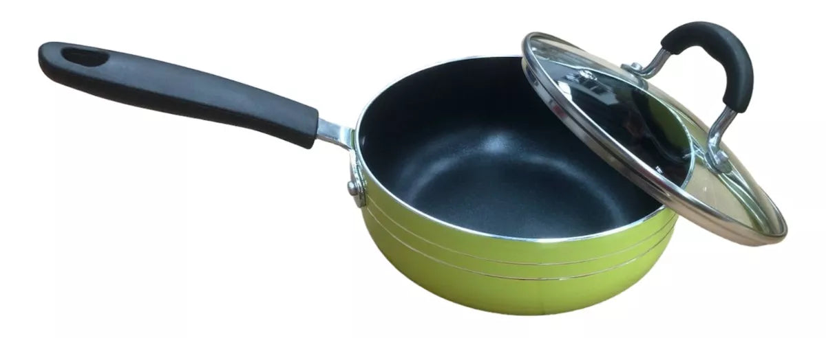 Juego Batería Cocina 7 Pzas Aluminio Olla Sarten Verde