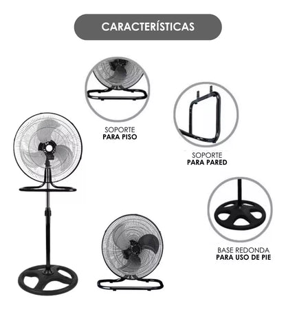 2 Ventiladores 3 En 1 Para Pared Piso Casa Oficina Metálico