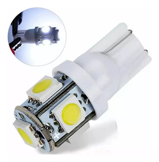 10pzs Foco Led Pellizco T10 Automotriz Lote Led 5050 Blanco