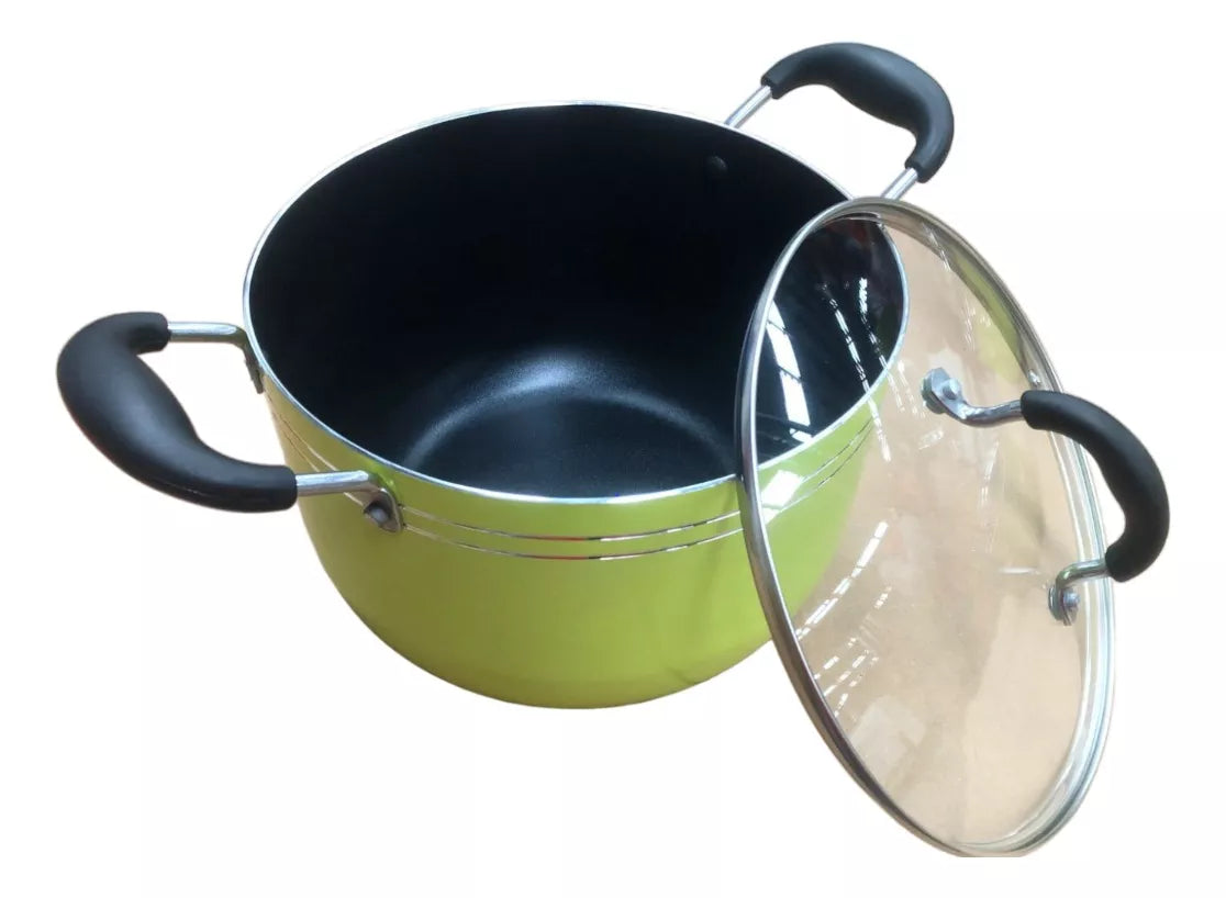 Juego Batería Cocina 7 Pzas Aluminio Olla Sarten Verde