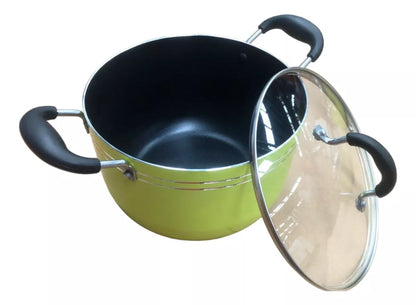 Juego Batería Cocina 7 Pzas Aluminio Olla Sarten Verde