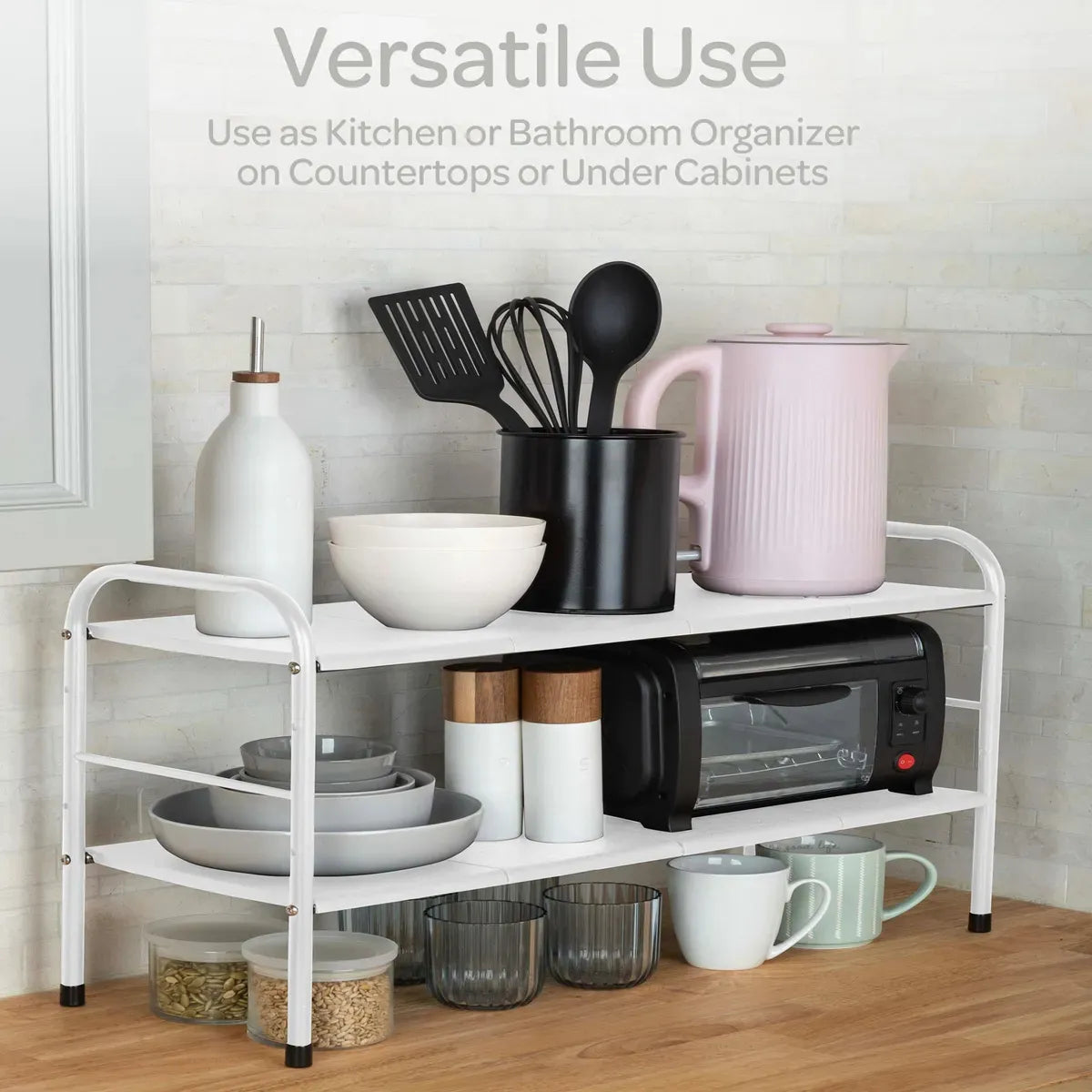 Organizador Extensible De Metal Con Estructura Moderna Blanca