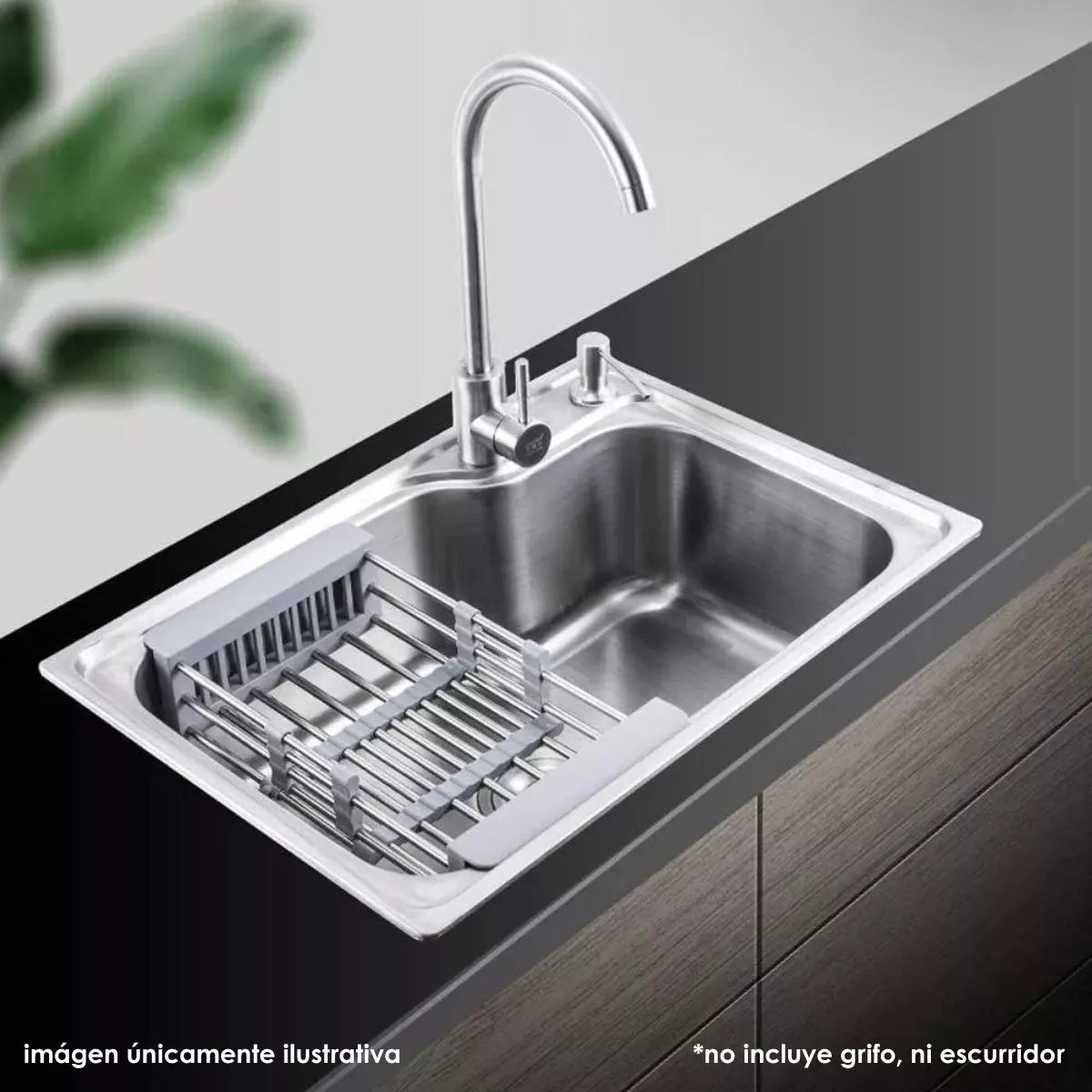 Tarja Fregadero Cocina Cubeta Plateado 61x43x53cm