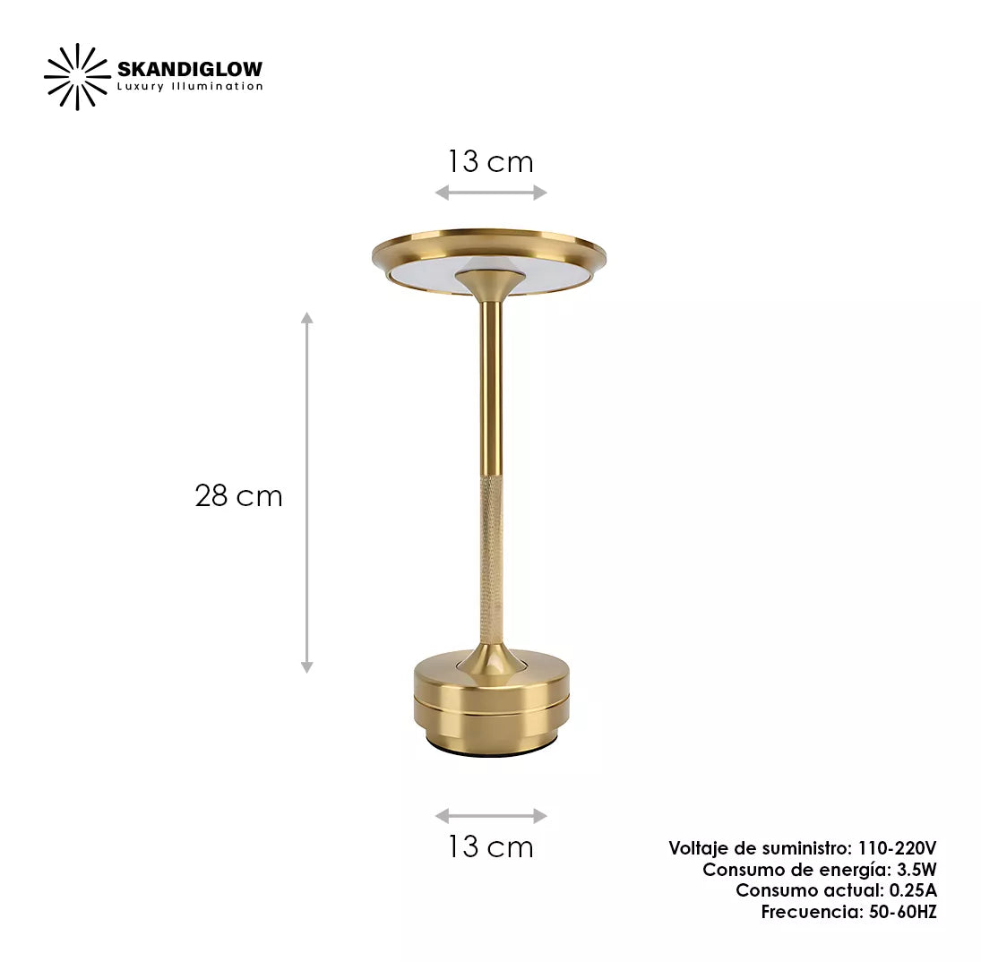 Lámparas Led Inalámbricas Retro Buro Mesa Escritorio Redonda Dorada