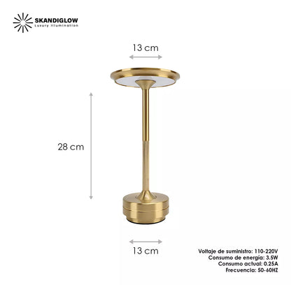 Lámparas Led Inalámbricas Retro Buro Mesa Escritorio Redonda Dorada