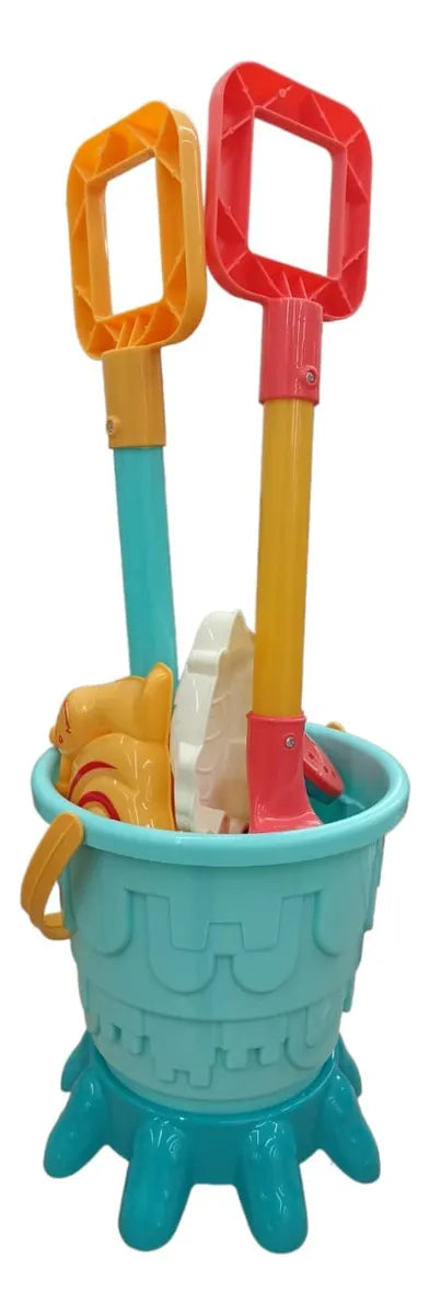 Set Juguetes De Playa Y Arena Cubeta Palitas Moldes 7 Piezas