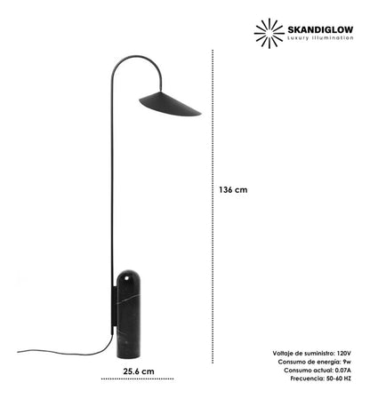 Lampara De Piso Marmol Negro Decorativas Moderna Luz Led