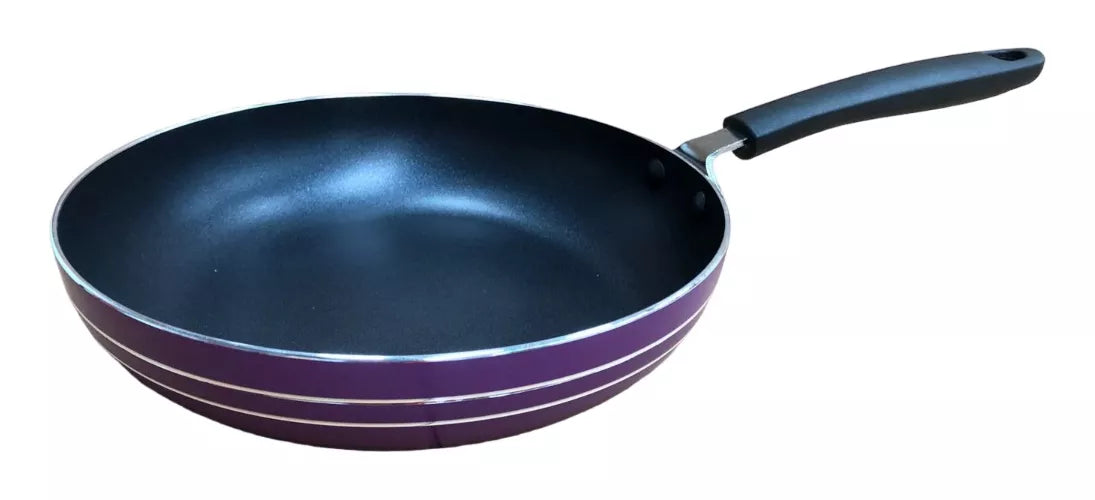 Juego Batería Cocina 7pzas Aluminio Morado Sarten Cacerola