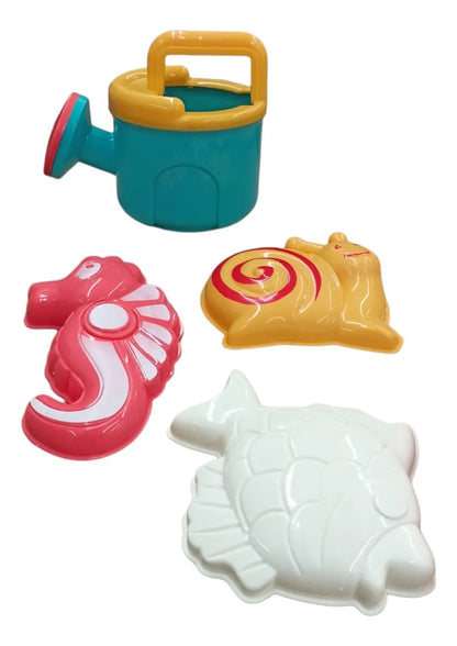 Set Juguetes De Playa Y Arena Cubeta Palitas Moldes 7 Piezas