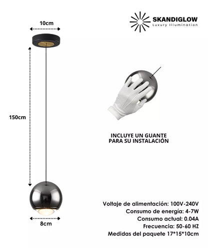 Lampara Colgante Esférica Techo Decorativa Ajustable Chica
