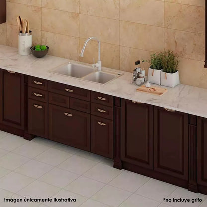 Fregadero Doble Tarja Cocina Cubeta Plateado 78x43x20cm